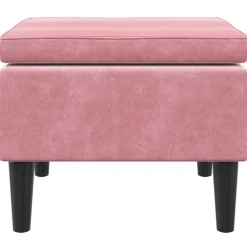 vidaXL Kruk met houten poten fluweel roze