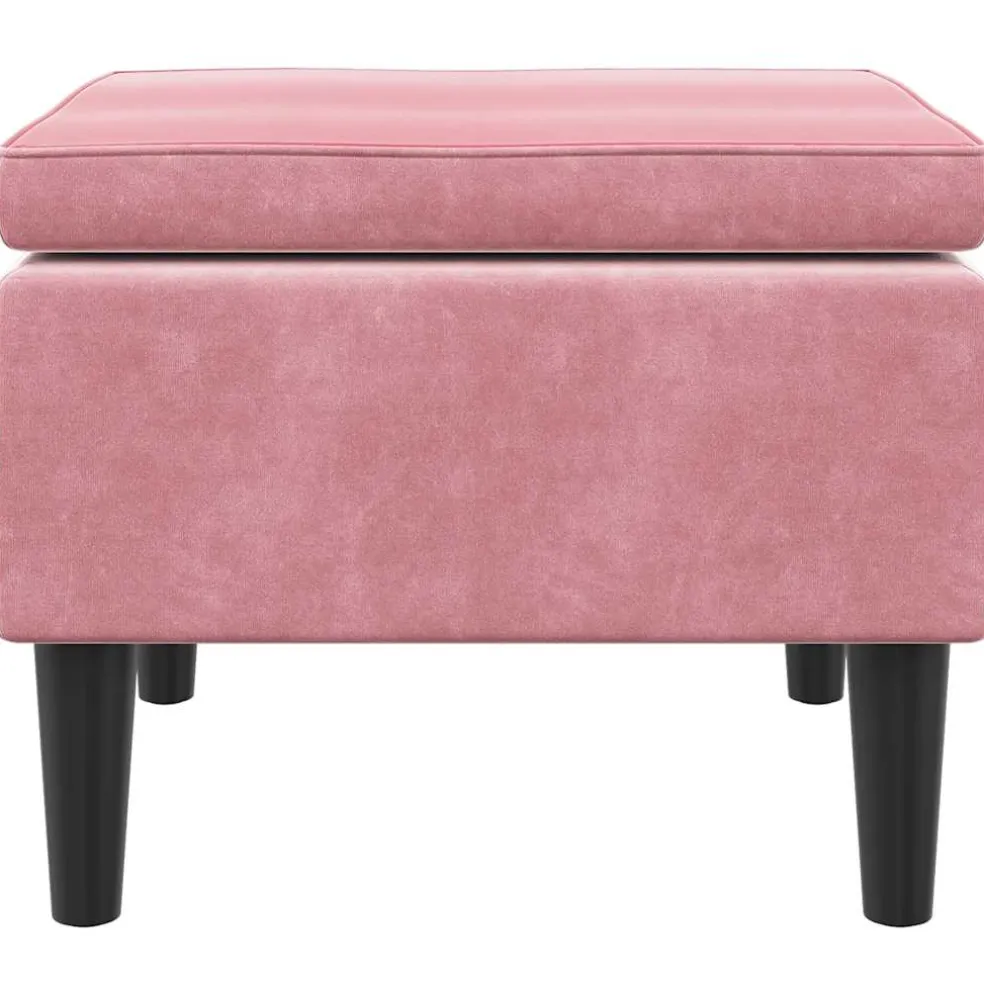 vidaXL Kruk met houten poten fluweel roze