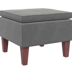 vidaXL Kruk met houten poten fluweel donkergrijs