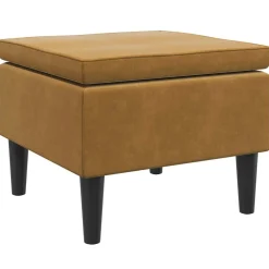 vidaXL Kruk met houten poten fluweel bruin