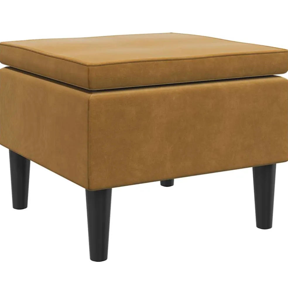 vidaXL Kruk met houten poten fluweel bruin