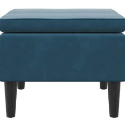 vidaXL Kruk met houten poten fluweel blauw