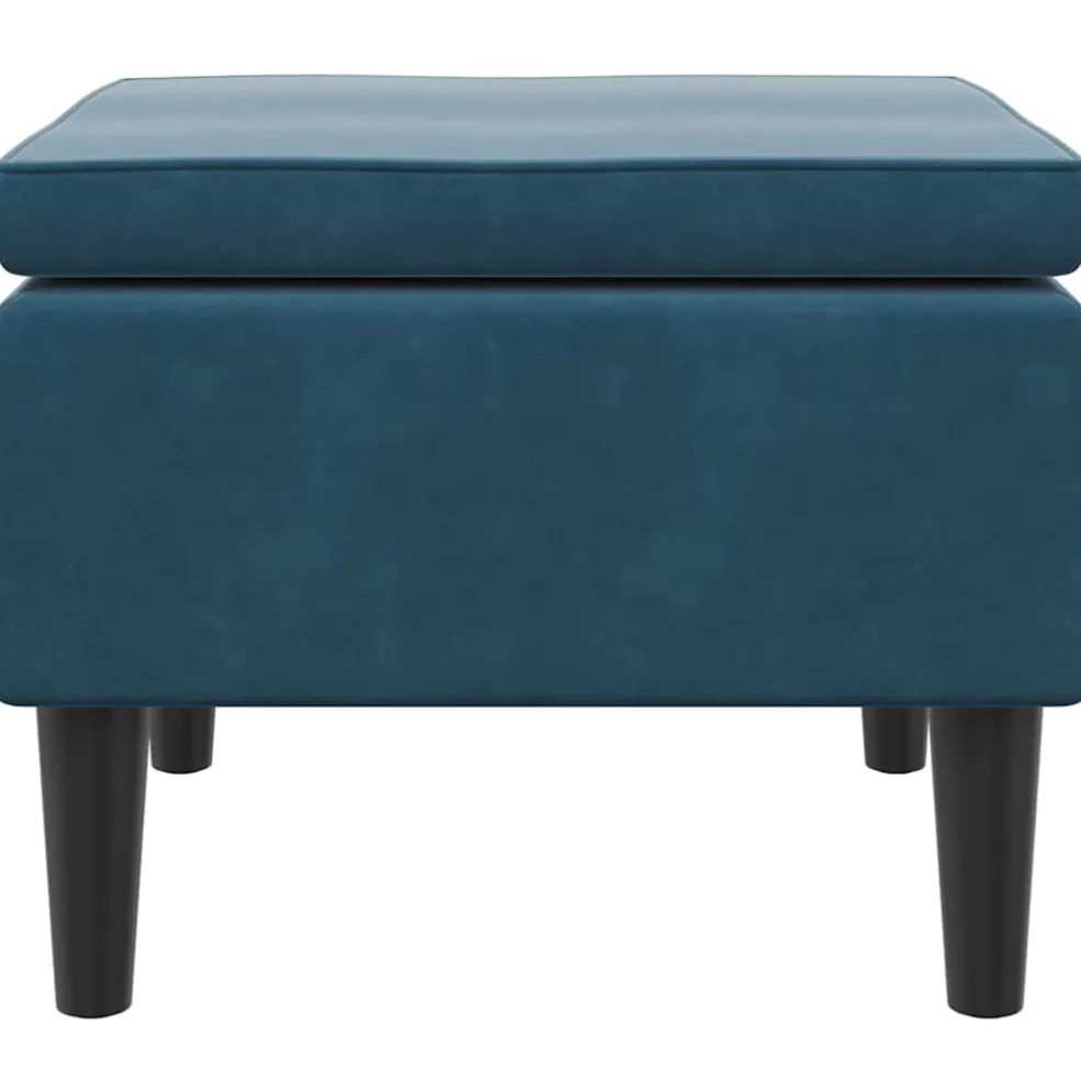 vidaXL Kruk met houten poten fluweel blauw