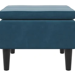 vidaXL Kruk met houten poten fluweel blauw