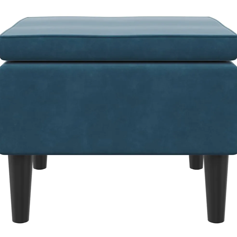 vidaXL Kruk met houten poten fluweel blauw