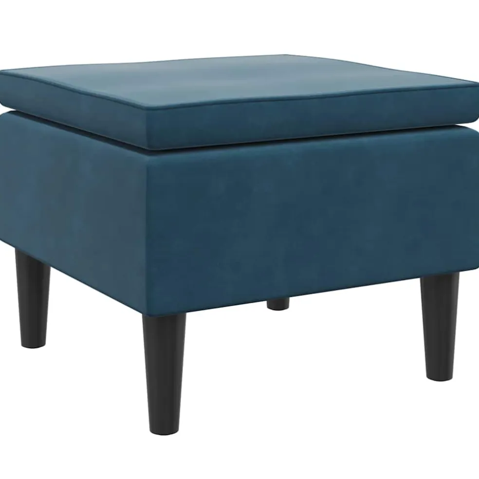 vidaXL Kruk met houten poten fluweel blauw