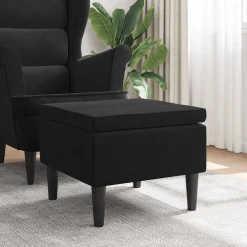 vidaXL Kruk met houten poten fluweel zwart