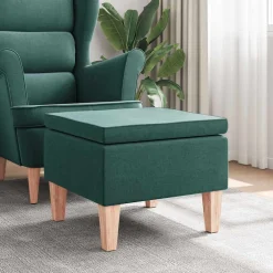 vidaXL Kruk met houten poten stof donkergroen