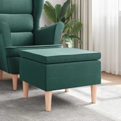 vidaXL Kruk met houten poten stof donkergroen