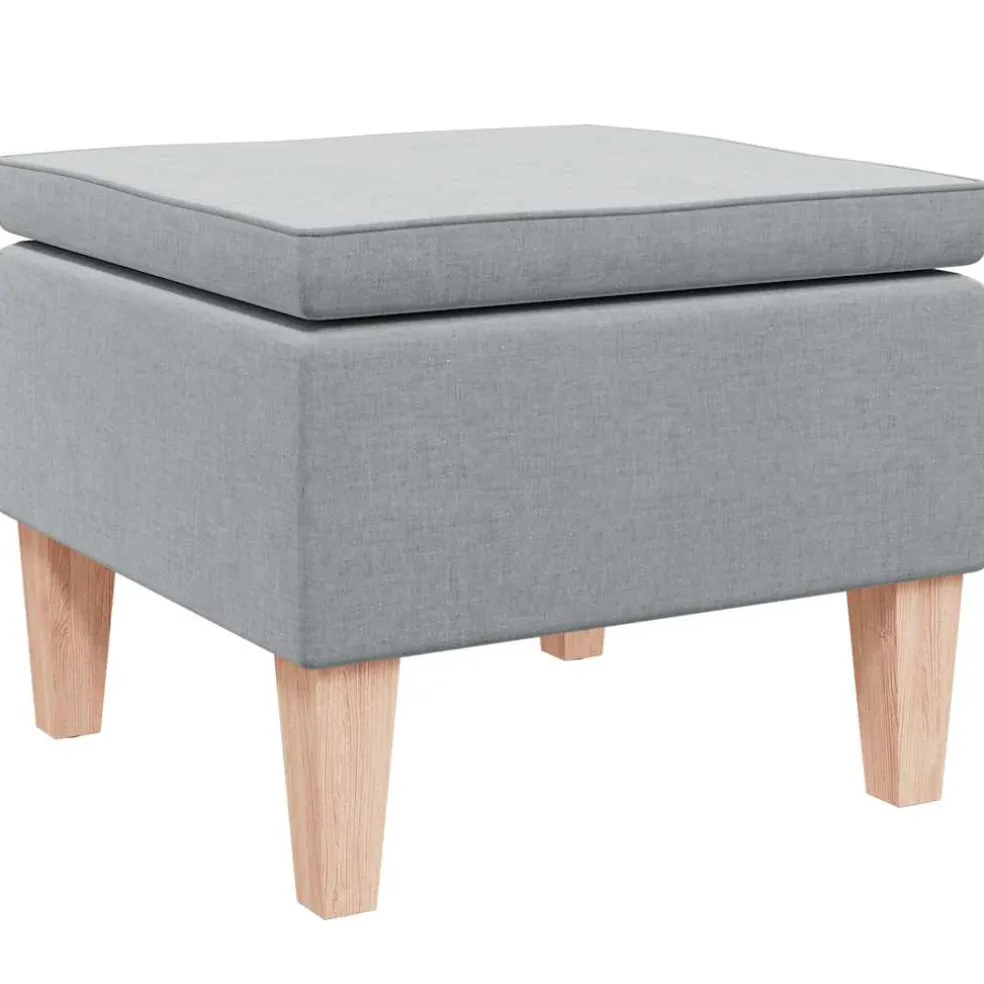 vidaXL Kruk met houten poten stof lichtgrijs