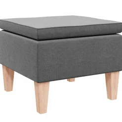 vidaXL Kruk met houten poten stof donkergrijs