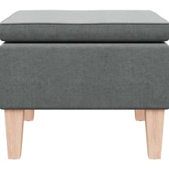 vidaXL Kruk met houten poten stof donkergrijs