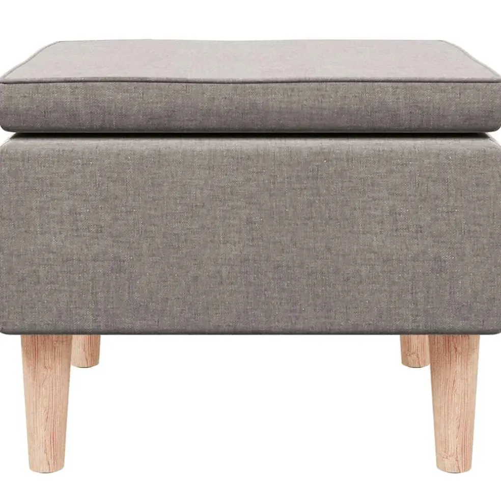 vidaXL Kruk met houten poten stof taupe