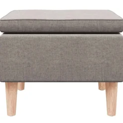 vidaXL Kruk met houten poten stof taupe