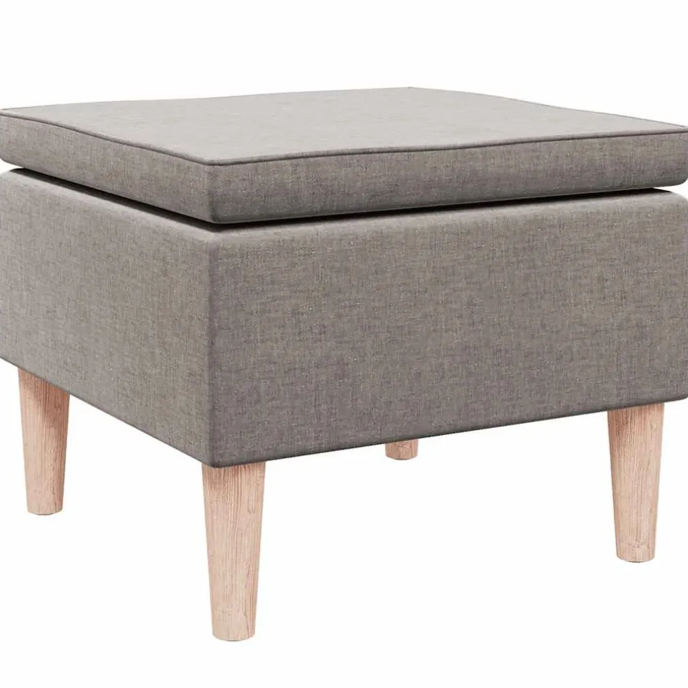 vidaXL Kruk met houten poten stof taupe
