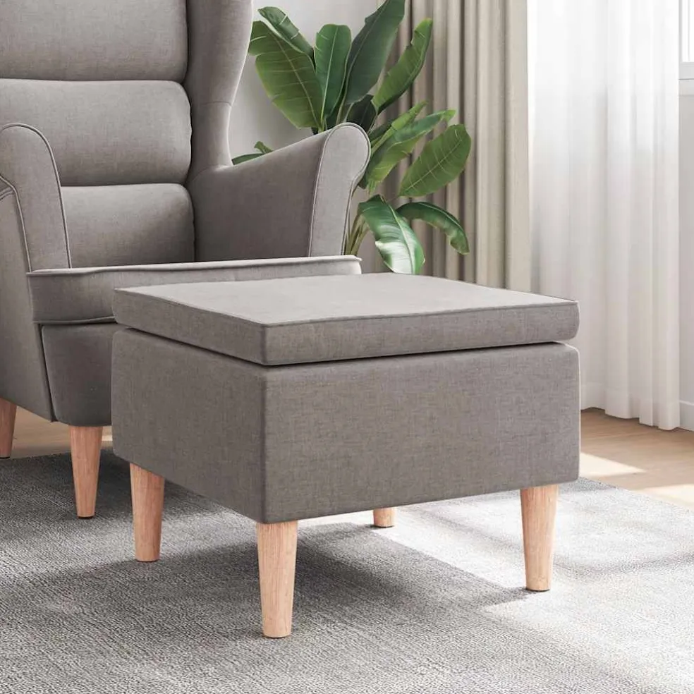 vidaXL Kruk met houten poten stof taupe