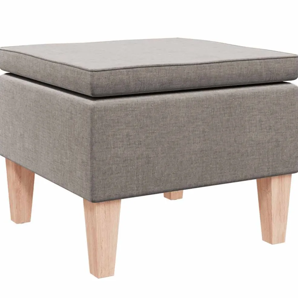 vidaXL Kruk met houten poten stof taupe