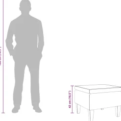 vidaXL Kruk met houten poten stof taupe