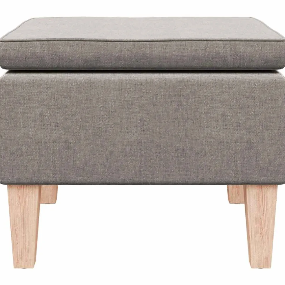 vidaXL Kruk met houten poten stof taupe