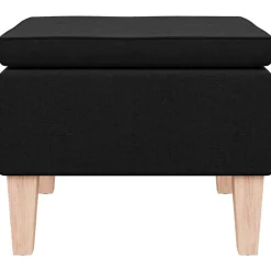 vidaXL Kruk met houten poten stof zwart