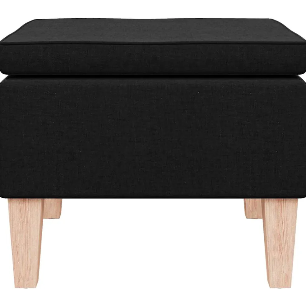 vidaXL Kruk met houten poten stof zwart