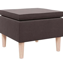 vidaXL Kruk met houten poten stof donkerbruin