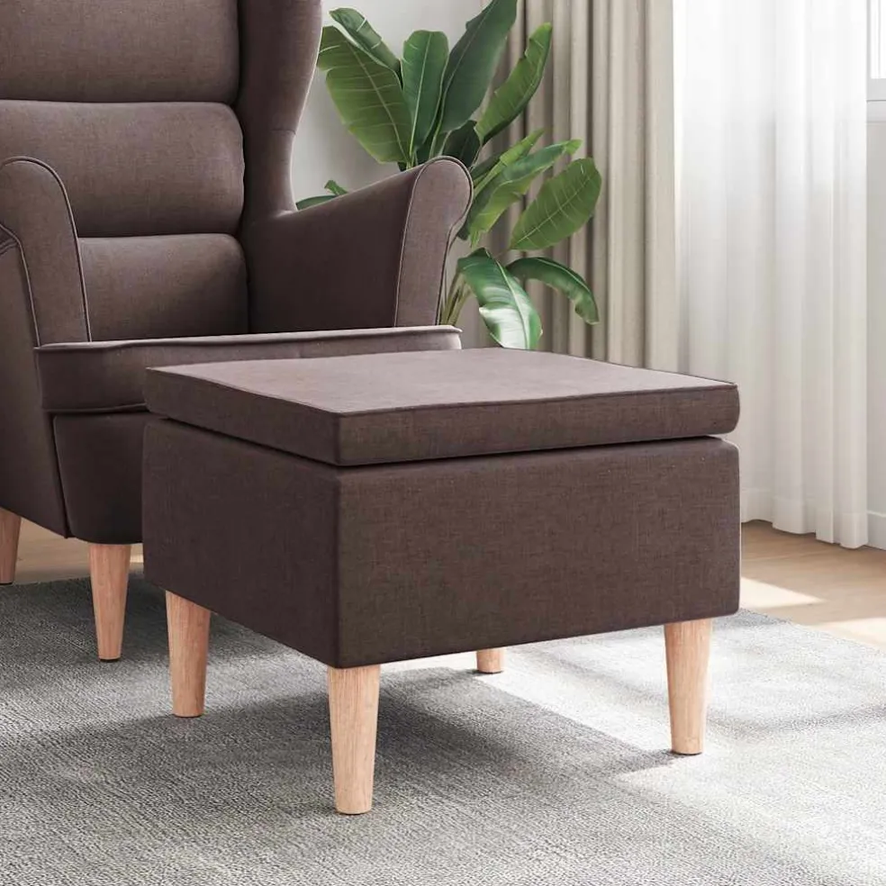 vidaXL Kruk met houten poten stof donkerbruin