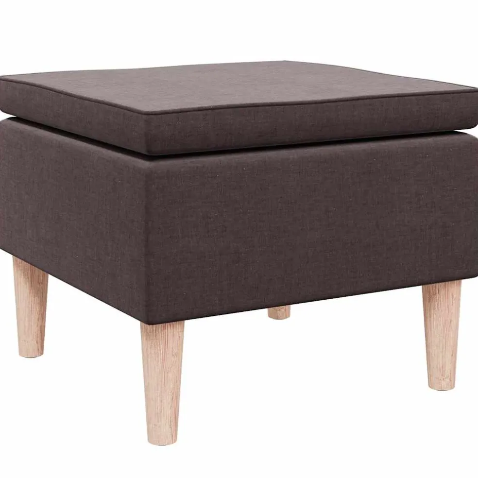 vidaXL Kruk met houten poten stof donkerbruin
