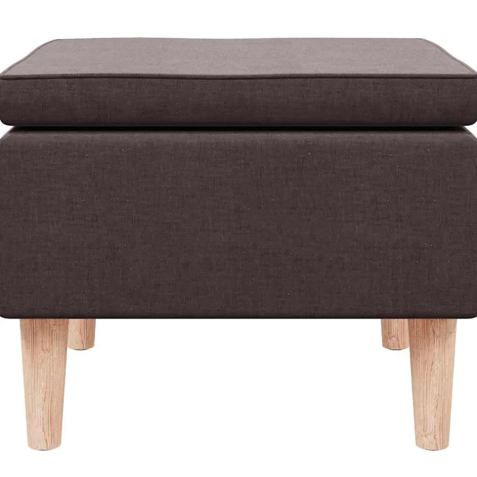 vidaXL Kruk met houten poten stof donkerbruin