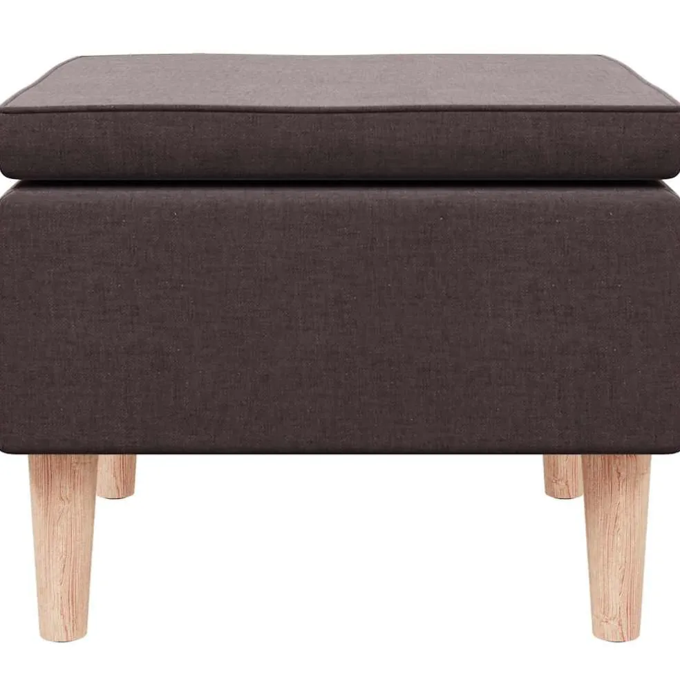 vidaXL Kruk met houten poten stof donkerbruin
