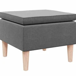 vidaXL Kruk met houten poten stof donkergrijs