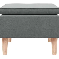vidaXL Kruk met houten poten stof donkergrijs