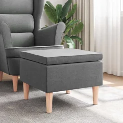vidaXL Kruk met houten poten stof donkergrijs