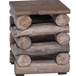 vidaXL Kruk Naturel Massief Teakhout