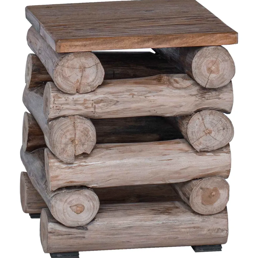 vidaXL Kruk Naturel Massief Teakhout