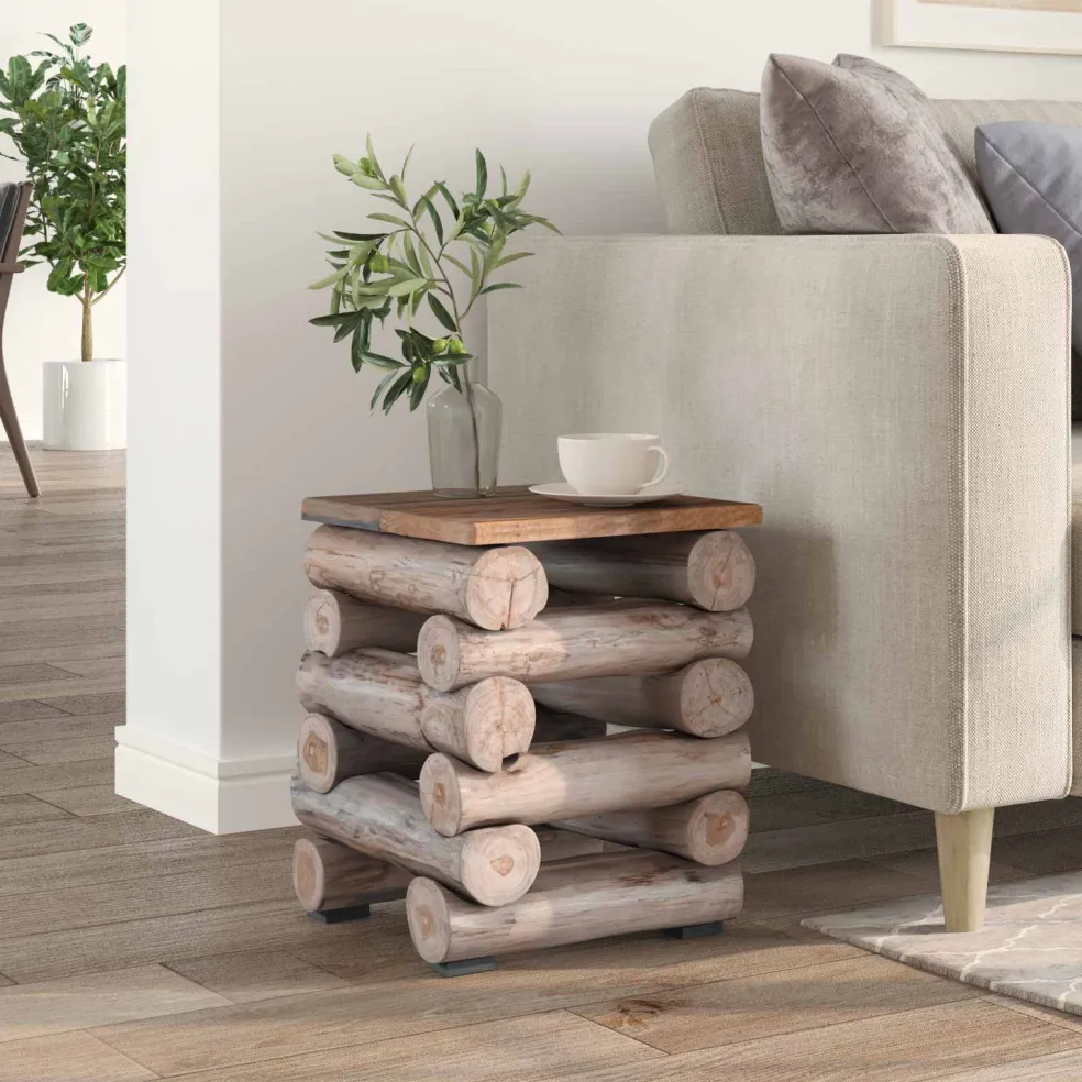 vidaXL Kruk Naturel Massief Teakhout