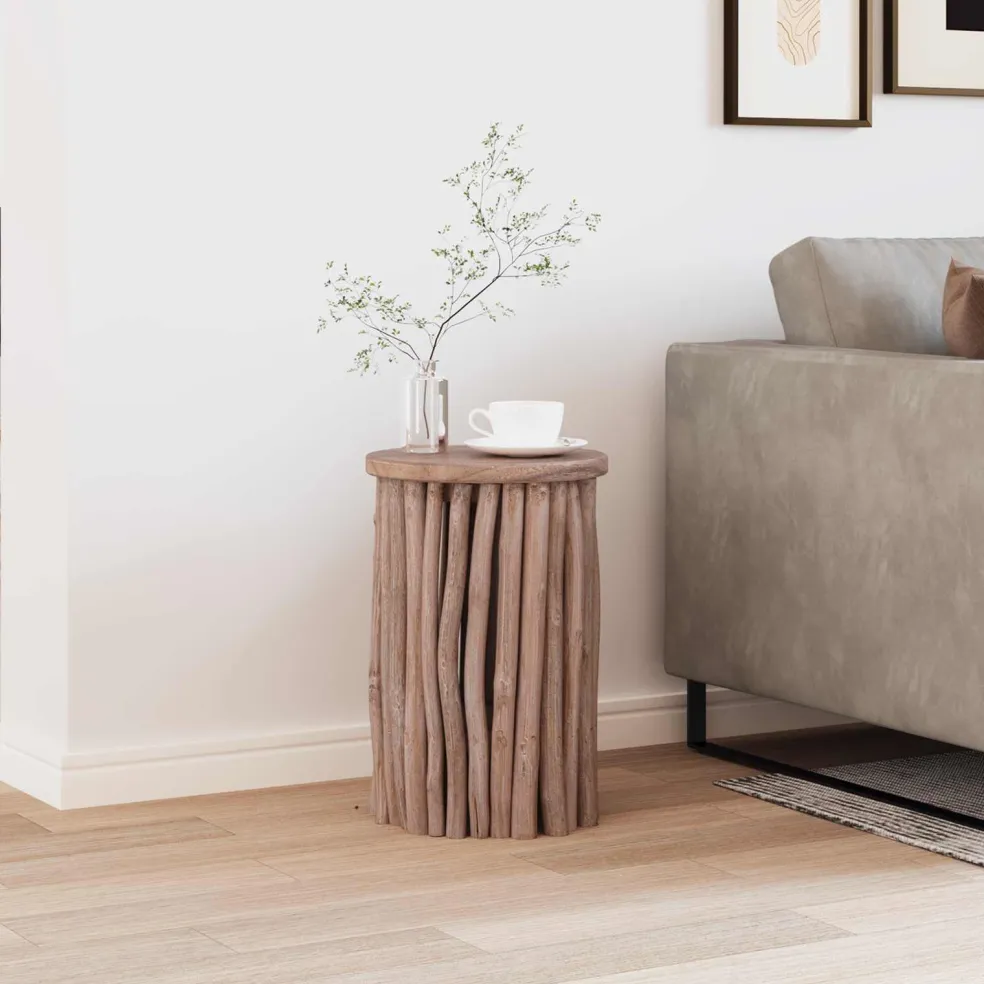 vidaXL Kruk Naturel 30 x 30 x 45 cm Massief Teakhout