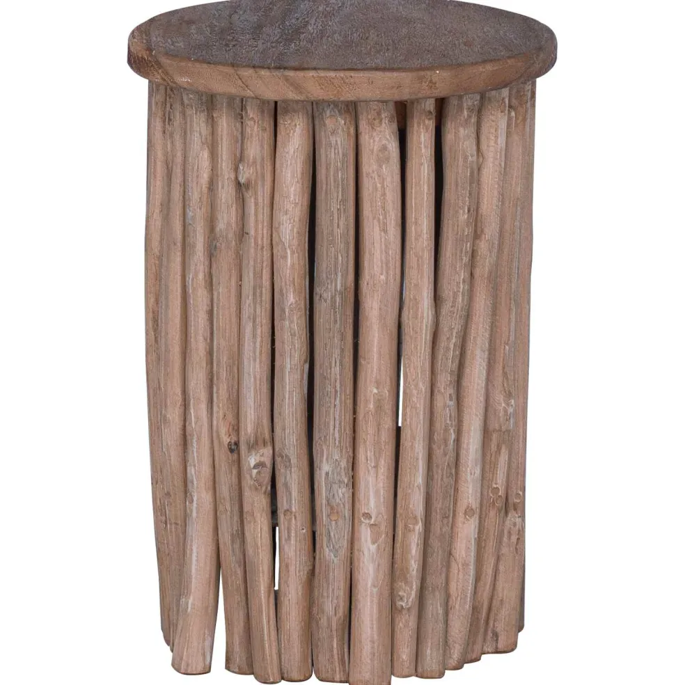 vidaXL Kruk Naturel 30 x 30 x 45 cm Massief Teakhout