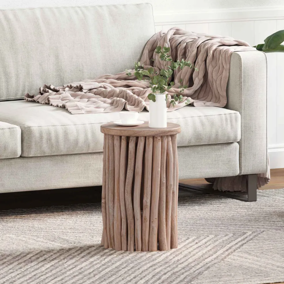 vidaXL Kruk Naturel 30 x 30 x 45 cm Massief Teakhout