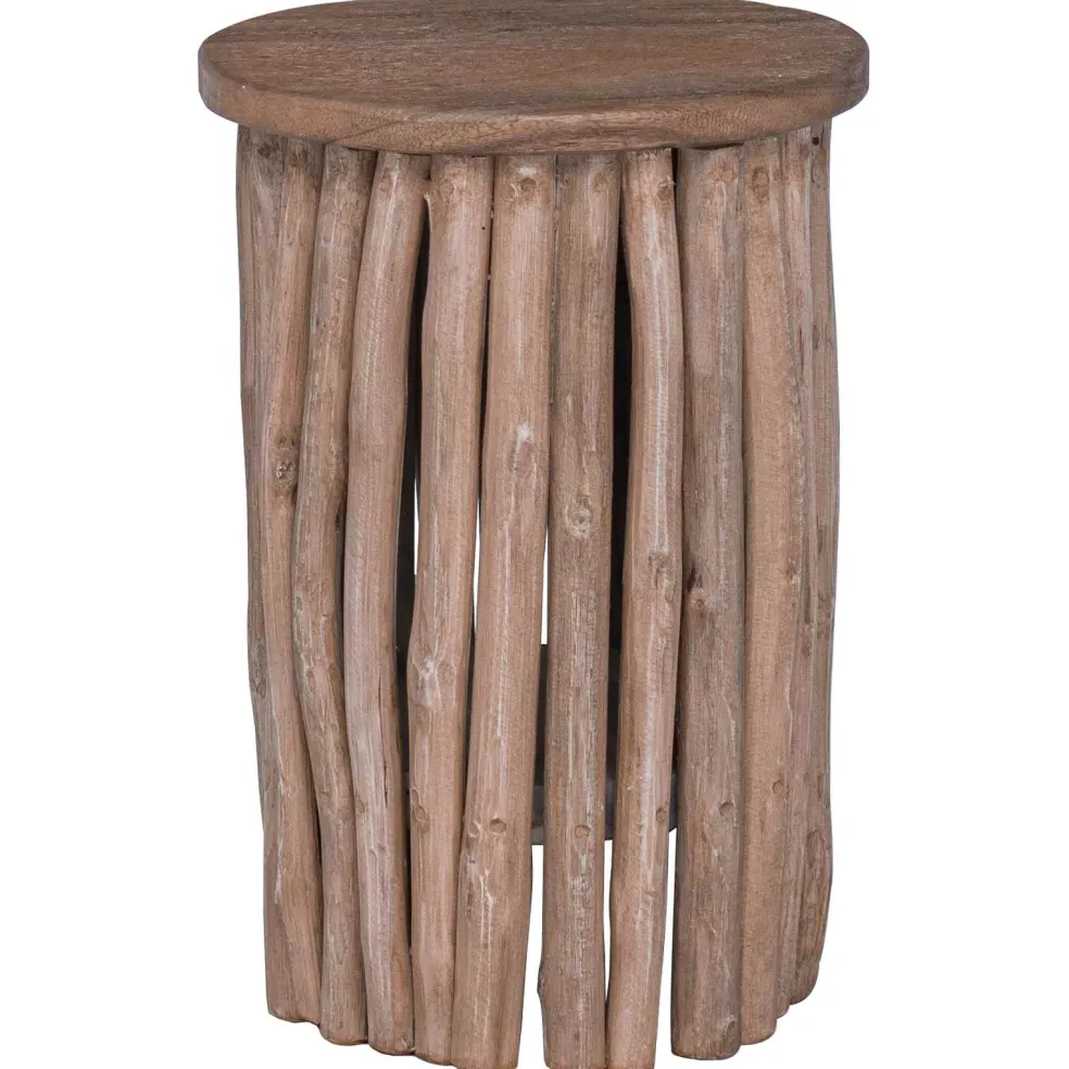 vidaXL Kruk Naturel 30 x 30 x 45 cm Massief Teakhout