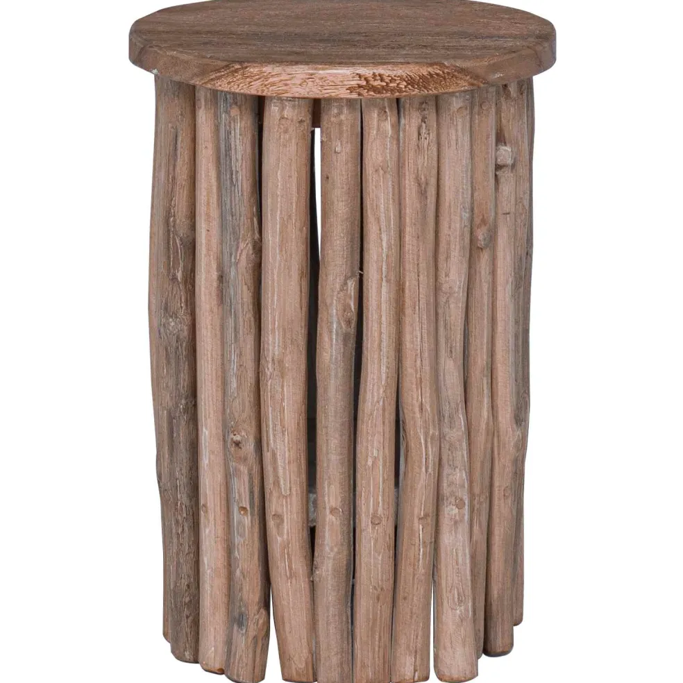 vidaXL Kruk Naturel 30 x 30 x 45 cm Massief Teakhout