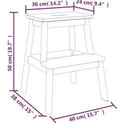 vidaXL Kruk 2-staps 40x38x50 cm massief acaciahout