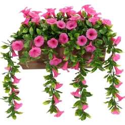vidaXL Kunstbloemen paarsrood 55 x 20 x 55 cm PE en staal
