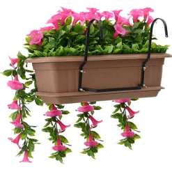 vidaXL Kunstbloemen paarsrood 55 x 20 x 55 cm PE en staal