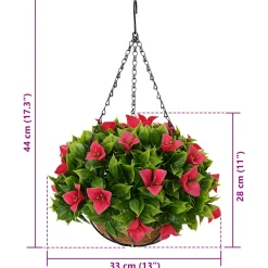 vidaXL Kunstbloemen Roze 33 x 33 x 44 cm PE en staal