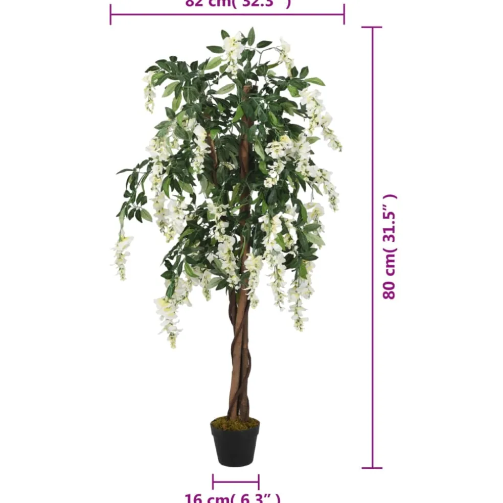 vidaXL Kunstboom wisteria 560 bladeren 80 cm groen en wit