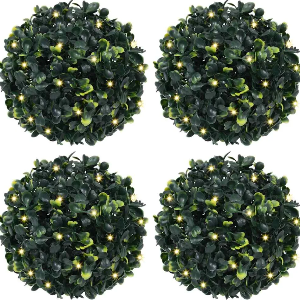 vidaXL Kunstbuxusballen met LED-verlichting 4 st 12 cm groen