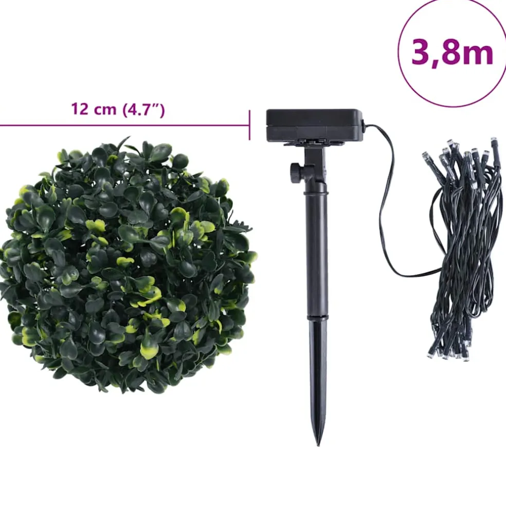 vidaXL Kunstbuxusballen met LED-verlichting 4 st 12 cm groen