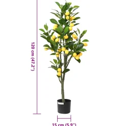 vidaXL Kunstcitroenboom 136 blaadjes 120 cm groen