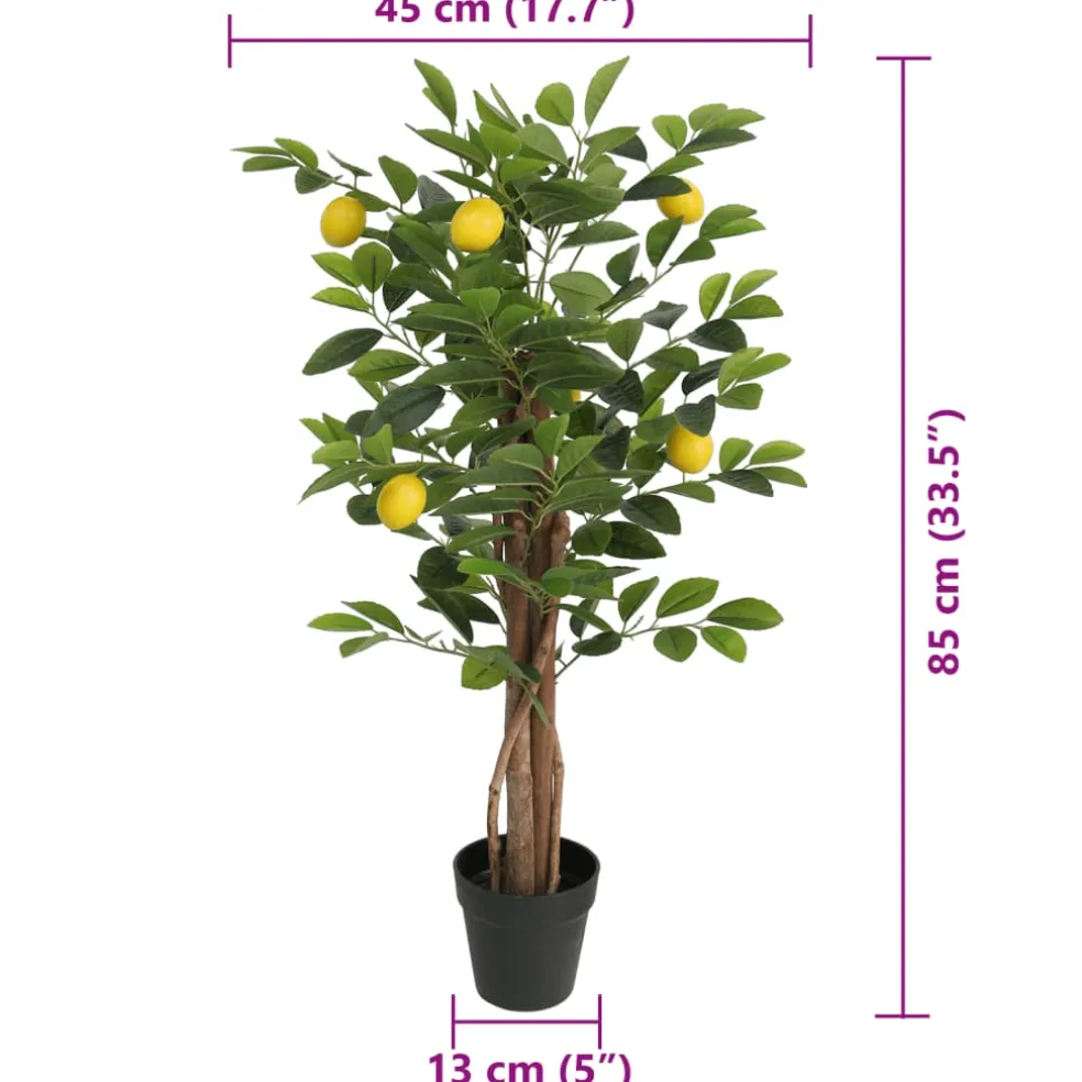 vidaXL Kunstcitroenboom met 3 stammen 85 cm polypropeen groen